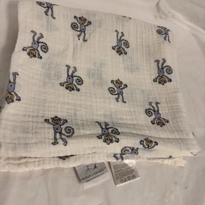 Aden + Anais Blanco Azul Mono Muselina Bebé Manta Infantil Envoltura Lovey 44x46” - Imagen 1 de 5