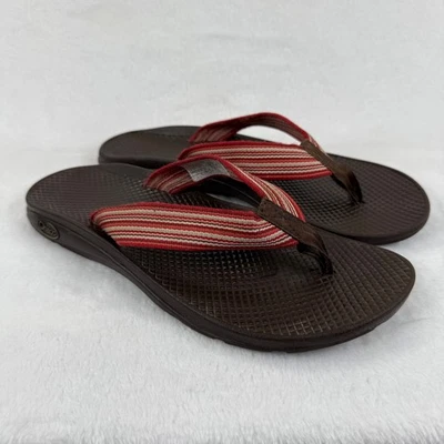 Sandalias Chanclas Chaco Para Mujer Marrón Rojo Rayas Talla 9 W Verano Informales Foto 1 de 4