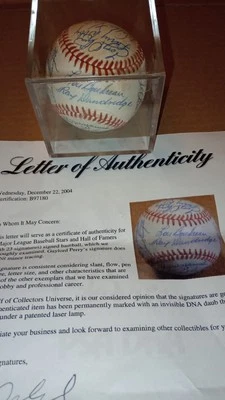 HOFer Bob Gibson PSA Signed Ball x23 J. Mize B. Robinson Dandridge All-Stars+COA - Image 1 of 4
