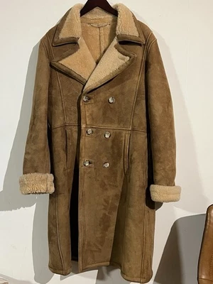Paul Stuart Long Shearling Double Breasted Coat 42 - Image 1 of 4