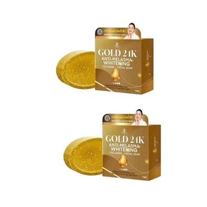 2 Bars Precious Skin Gold 24K Anti-Melasma Whitening Collagen Facial Soap 50g - Picture 1 of 3