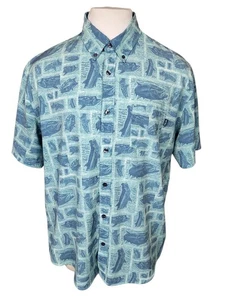 Camisa de campamento verde con patrón envolvente de peces Huk - 2XL - Imagen 1 de 6