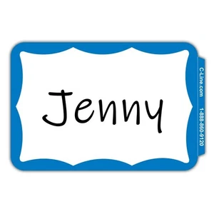 C-Line Border Name Badge Self Stick 100/Pk Blue 3-1/2"X2-1/4" School Office - Picture 1 of 2