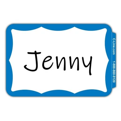 C-Line Border Name Badge Self Stick 100/Pk Blue 3-1/2"X2-1/4" School Office - Image 1 of 2