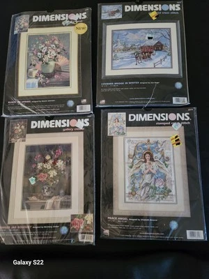 Dimensions 4 Cross Stitch & Crewel Kits Bridge, Angel, Spring, Ginger Jar NEW - Image 1 of 4