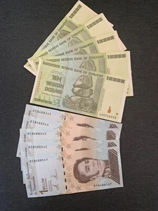 ZIM + VENEZUELA LOT 1 -5 X 10 TRILLION + 5 X 1 MILLION BOLIVARES - 10 NOTES - Picture 1 of 5