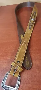 ARIAT Aged Bark LEATHER Silver Buckle MAN WESTERN BELT Cowboy A10005785 42/105 - Picture 1 of 8