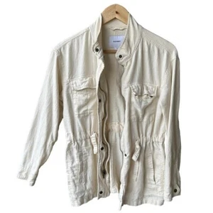 Old Navy Jacke Mantel Oberbekleidung Beige Leinen Utility Zip Preppy Outdoor Frühling XS - Bild 1 von 6