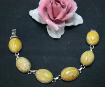 Silberarmband butterscotch gelbgoldene Färbung hellgold Hönigfarben Bernstein - Bild 1 von 4