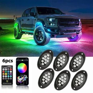 6pcs RGB Rock LED Light Kit W/ APP & Remote For UTV ATV RZR Golf Cart Car - Picture 1 of 16