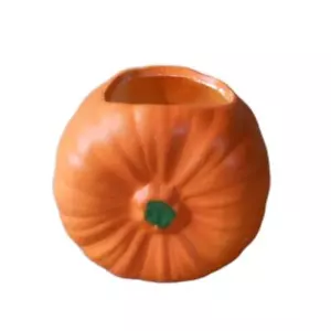 Ceramic Pumpkin Candle Holder Small Halloween Thanksgiving Fall Decor - Picture 1 of 7