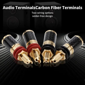 4x Hifi vergoldet Kupfer Polklemme Kohlefaser Lautsprecher Bananenstecker Buchse - Bild 1 von 19