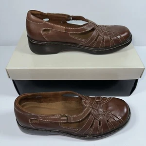 Auditions Brown Leather Fisherman Comfort Shoes Slip On 187977 Women’s 8.5 S - Picture 1 of 10