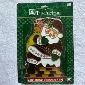 Suncatcher Natale vintage anni '80 KMart Trim A Home - Camino di Babbo Natale - Foto 1 di 1