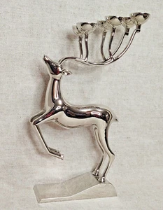 Godinger Silber springender Hirsch Hirsch Kerzenhalter Weihnachten hält 1" Kugelkerzen - Bild 1 von 7