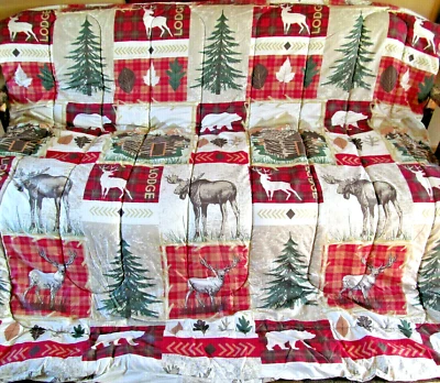 Edredón cama completo/queen Beatrice Home Fashions cabaña ciervos madera naturaleza Foto 1 de 4
