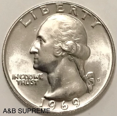 1969 D Washington Quarter Dollar Gem Bu Uncirculated Cover