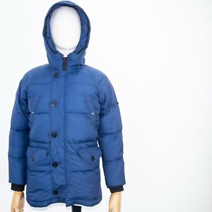 STONE ISLAND Junior Blue Down Parka Puffer Hooded Jacket Coat Full-Zip 12 / 152