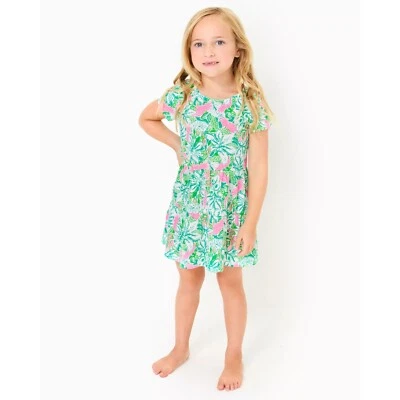 Lilly Pulitzer Girls Mini Geanna Swing Dress Botanical Green S 4-5 Years 278638 - Image 1 of 4