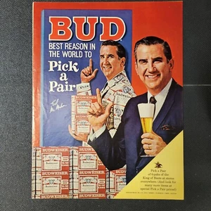 Anuncio estampado de cerveza Budweiser 1967 Ed McMahon - marco - Imagen 1 de 2