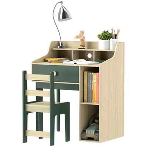 Kids Desk Chair Set Storage Shelves Drawer Adjustable Height Study Table Green - Picture 1 of 12