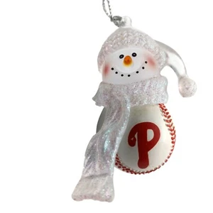 Muñeco de nieve de los Filis de Filadelfia adorno de béisbol árbol de Navidad muñeco de nieve - Imagen 1 de 7