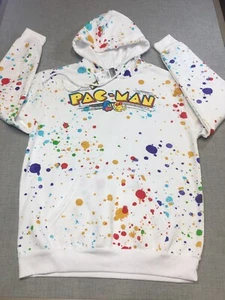 Pac-Man Sweatshirt Adult Men's Medium Splatter Paint Bandai Namco Hoodie New - Picture 1 of 6