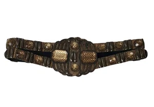 VTG 80's Women's Nina Arjani Leatherock Jeweled BELT Size Small Fits 29"-31" - Picture 1 of 11