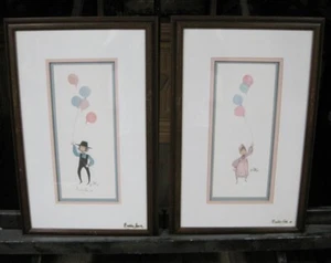 P. Buckley Moss (2) LEs 856/1000 & 45/1000 Amish Girl & Boy w/Balloons prints - Picture 1 of 6