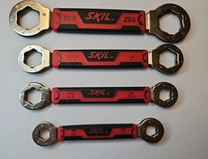 4 Skil Secure Grip Black/Red 6-Point Box Self Adjustable Wrench Set Metric &Sae - Picture 1 of 7