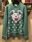 100% Authentic GUCCI Green Goat Head Wool Knitted Sweater $1400+Tax Size: XL
