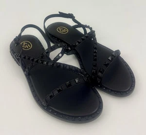 NEW ASH Peace S Studded Strappy Leather Sandals 7.5 M Black/Black 423063 Women’s - Picture 1 of 12