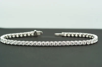 Brazalete de tenis de diamantes de corte redondo natural real de 1 a 15 quilates de oro de 14 k para mujer Foto 1 de 4