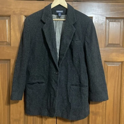 Vintage Lands End Women’s Sz 18 Charcoal Gray Wool Cashmere Blazer Jacket Career - Image 1 of 4