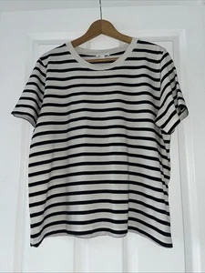 Women’s COS White Navy Blue Breton Stripes Casual T Shirt Size Large - Picture 1 of 12