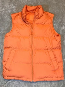 Lands End Men's Solid Orange Thin Puffer Zipper Vest Size L 42-44 Hiking Hunting - Picture 1 of 8