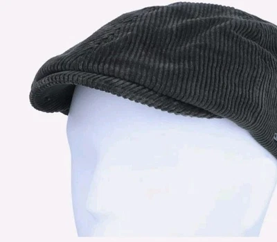 Boné Stetson Flat Duck, veludo preto Manchester Scally, forrado, grande - Imagem 1 de 4