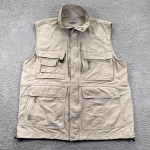 Columbia Fishing Vest Mens Large Beige GRT Omni Dry Utility Hiking Pockets - Picture 1 of 13
