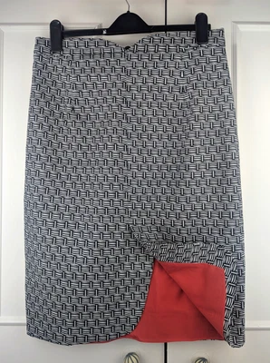BNWT LULU GUINNESS Black & White Basket Weave Sage Pencil Skirt UK 16 RRP £195 - Image 1 of 4