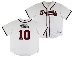 Braves Chipper Jones Authentic Signed White Majestic Cool Base Jersey Fanatics - Picture 1 of 6