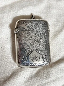 Antique Sterling Silver Vesta Match Safe Joseph Gloster Lion S W 1889 Birmingham - Picture 1 of 24