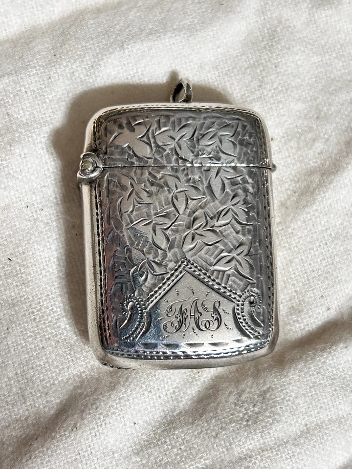 Antigua caja fuerte Vesta Match de plata esterlina Joseph Gloster Lion S W 1889 Birmingham Foto 1 de 4