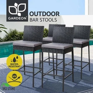 Gardeon Outdoor Bar Stool Dining Chair Bar Stools Rattan Furniture Patio X4 - Picture 1 of 12