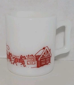 Vintage Milk Glass Mug Cup Chevy Chase Inn Chirstmas Holiday Egg Nog - Picture 1 of 9