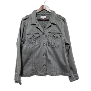 Chaqueta estilo militar Knox Rose talla XL verde bolsillos utilitario elástico jean de moda - Imagen 1 de 6
