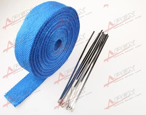 Cinta de envoltura térmica de escape de fibra de vidrio de alto calor 50 pies rollo de tela azul - Imagen 1 de 3