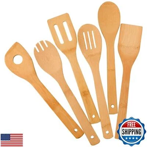 Bamboo Kitchen Utensils, 6 pcs Nonstick Spatula Tools with Handles, Heat Resi - Picture 1 of 5