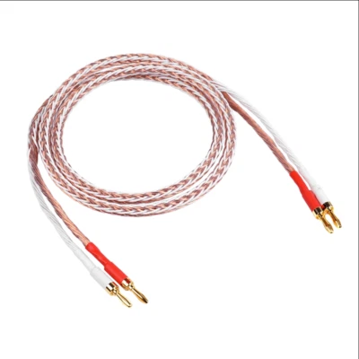 HIFI Rhodium Plated Y spade to banana plug 8TC Copper Speaker Cable Cord Wire - Image 1 of 4