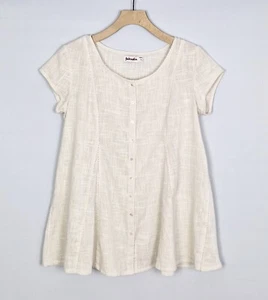 FABINDIA NEUTRAL HAFERFLOCKEN BAUMWOLLE NOPPEN LEICHT MINIMAL A-LINIE BLUSE TOP M 12 - Bild 1 von 13