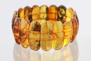 FOSSIL INSECTS Genuine BALTIC AMBER Large Stretch UNISEX Bracelet 25.9g 250520-1 - Picture 1 of 14